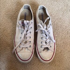 Converse White Canvas Shoes with Red Trim